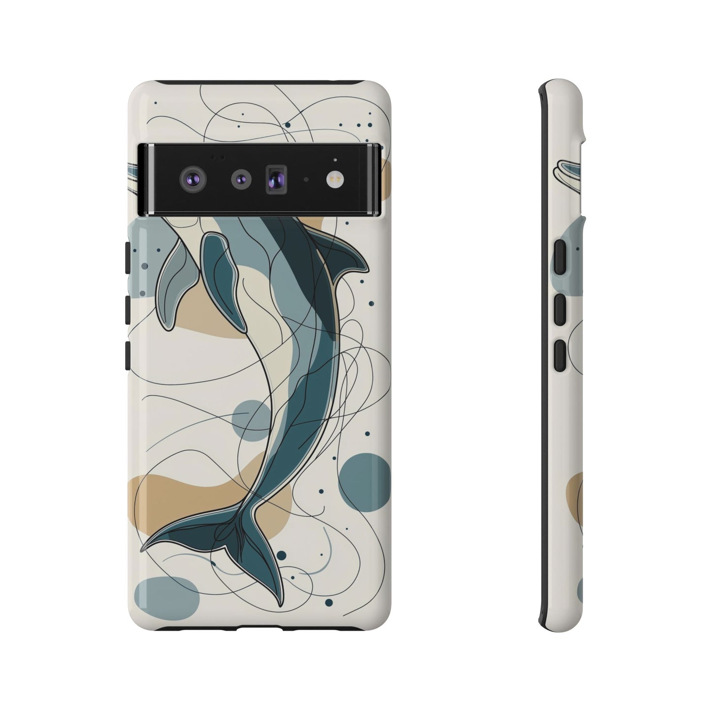 Ocean Whimsy: Abstract Dolphin Splash Phone Case for iPhone, Samsung & Pixel