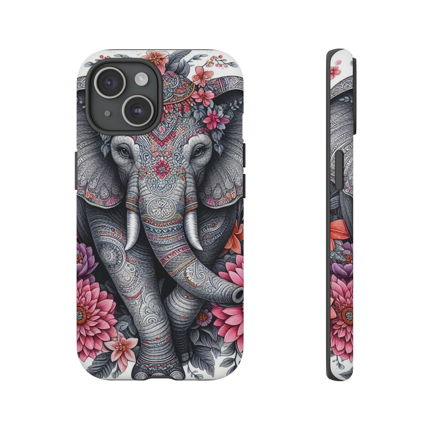 Bohemian Floral Elephant Mobile Cover – Intricate Mandala Art
