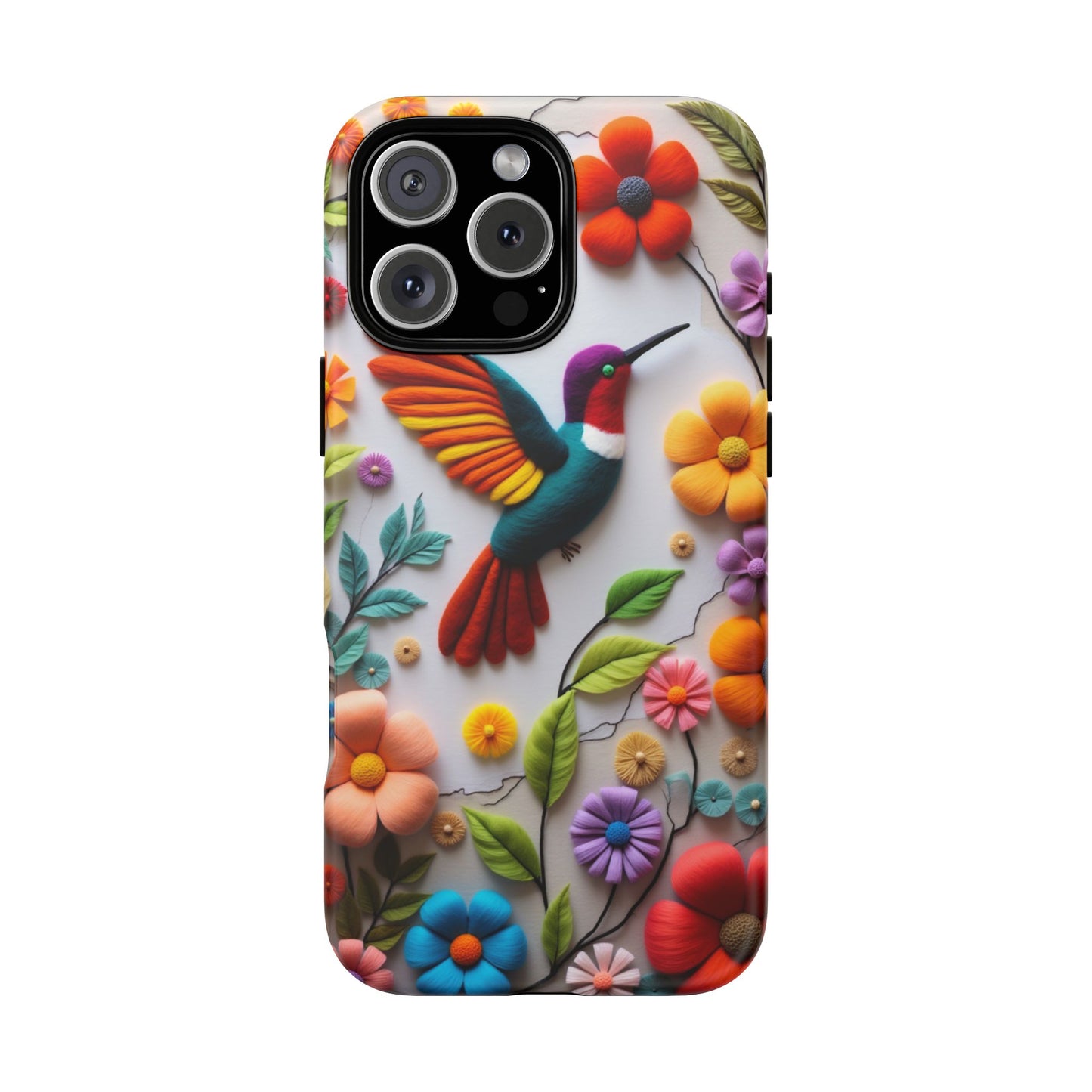 Embroidered Hummingbird with Floral Design | Nature's Elegant Stitch