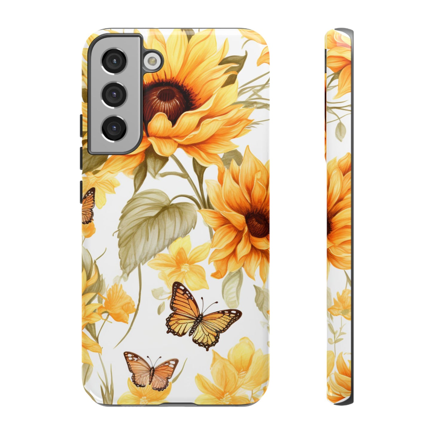 Golden Sunflower & Butterfly Phone Case – Warm & Elegant