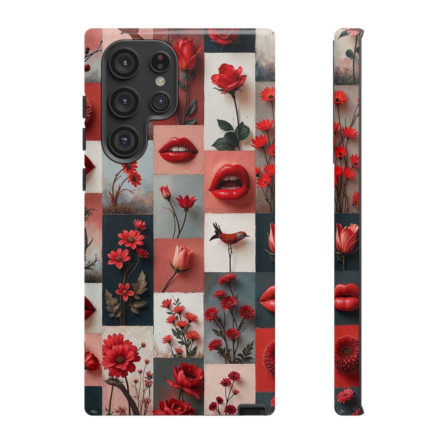 Red Flowers & Lips Collage Phone Case