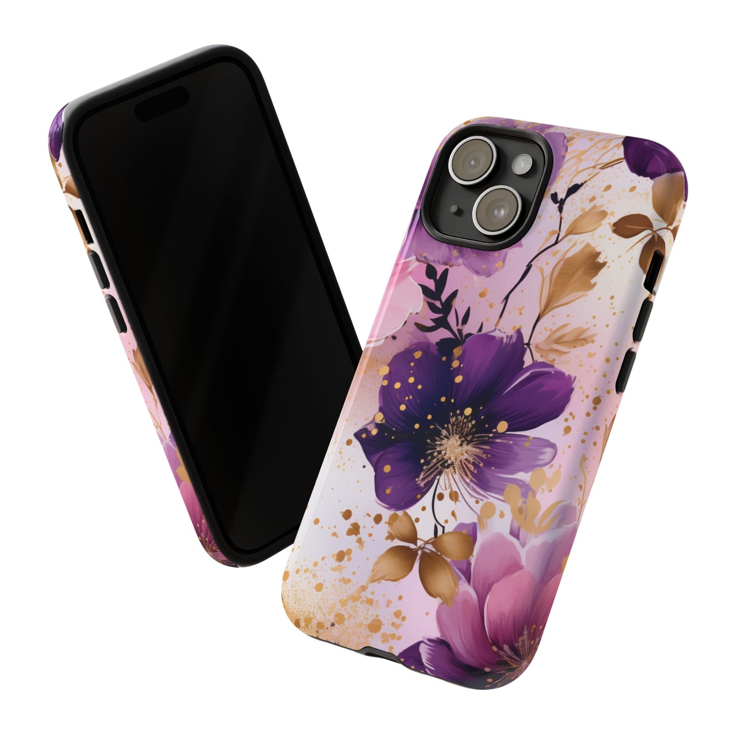 Luxury Purple & Gold Floral Aesthetic Mobile Case