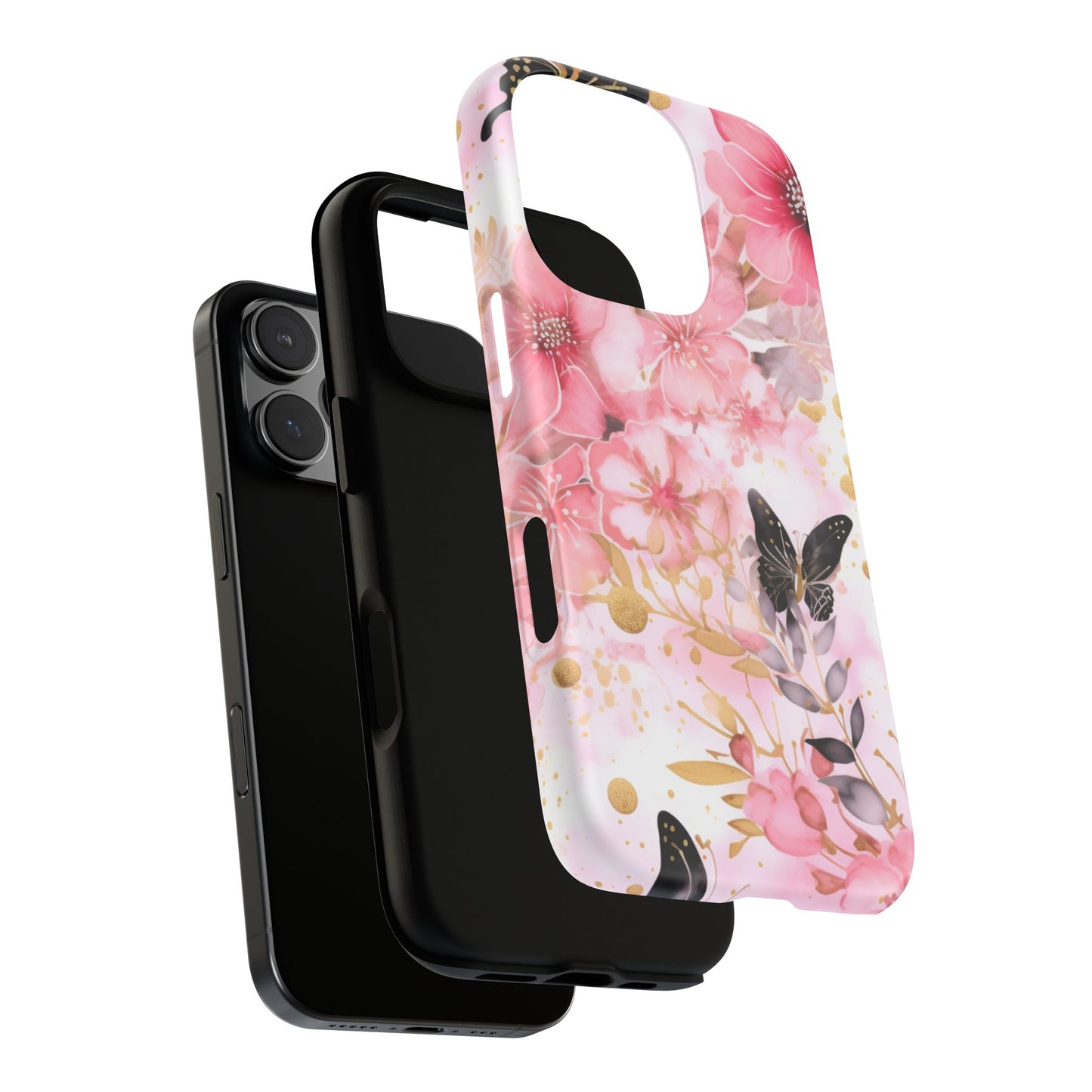 Pink Blossom & Gold Butterfly Mobile Case