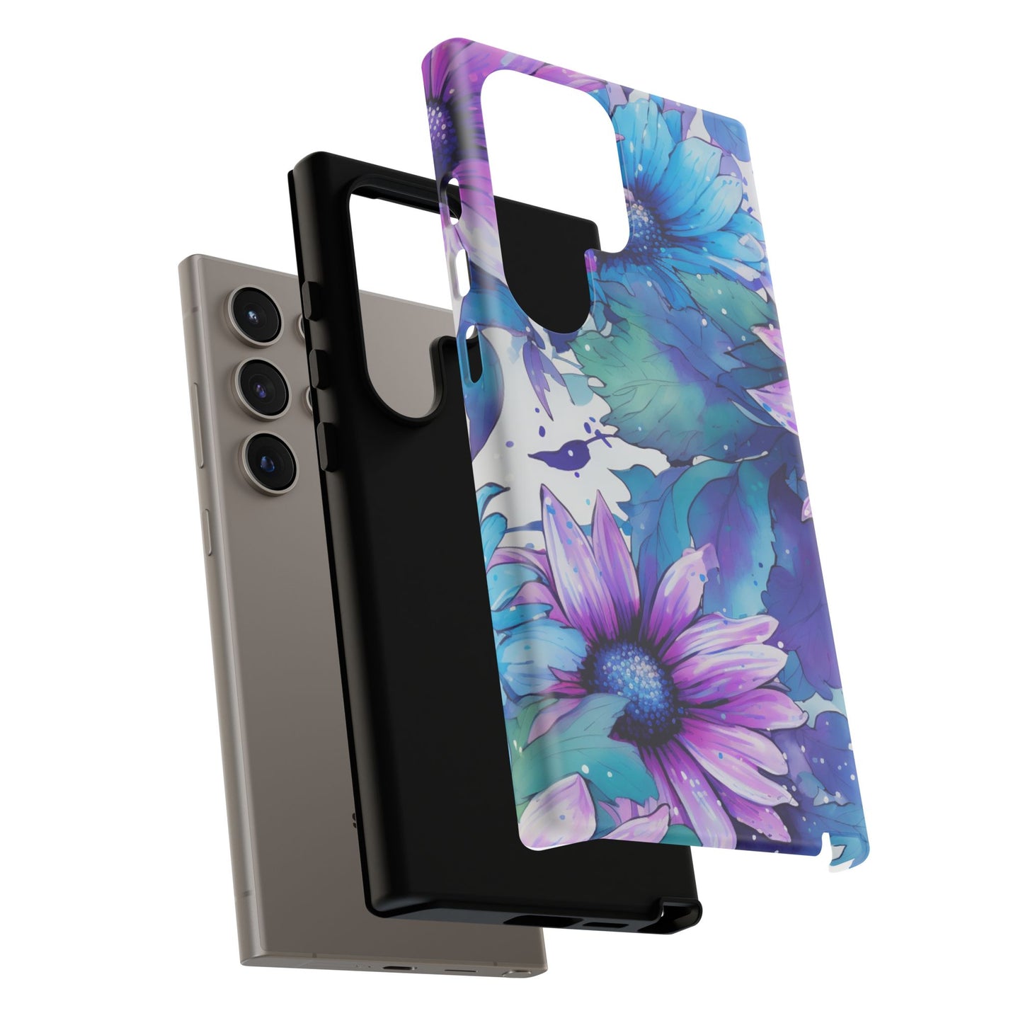 Dreamy Blue & Purple Floral Watercolor Mobile Case