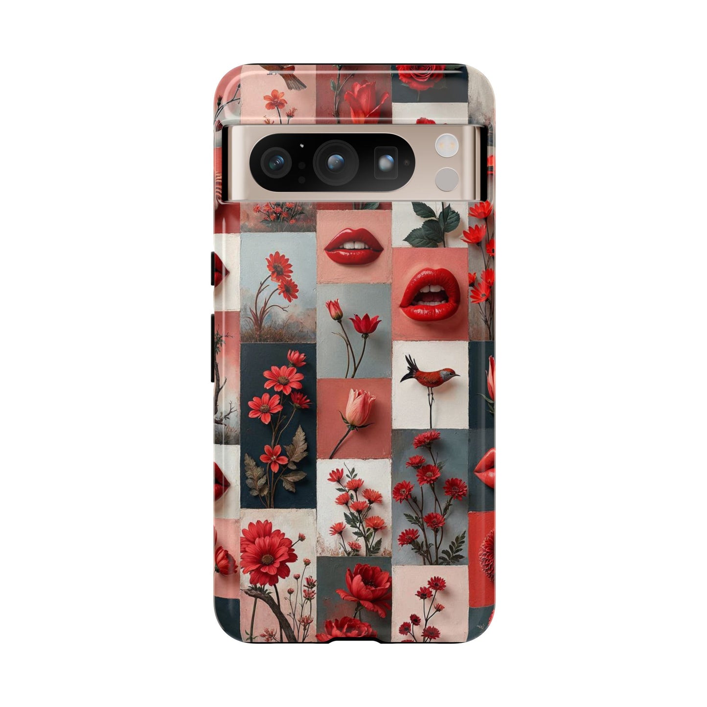 Red Flowers & Lips Collage Phone Case
