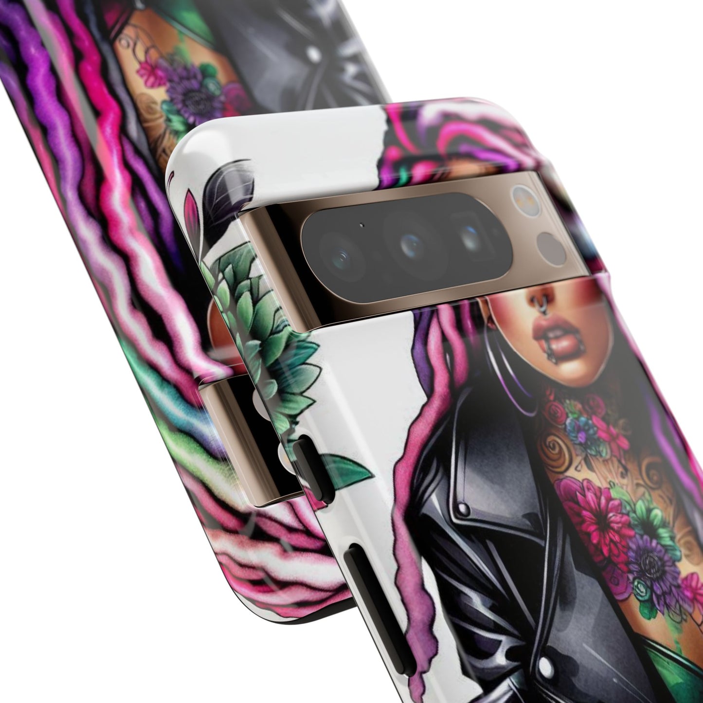 Neon Rebel – Vibrant Biker Queen Mobile Cover