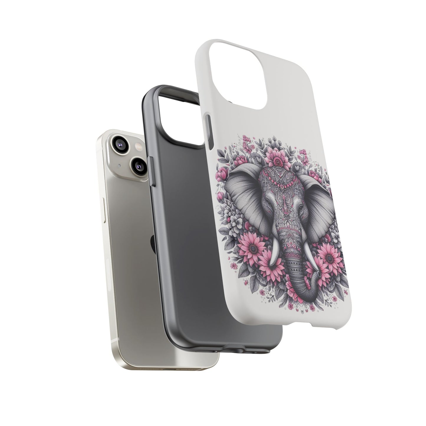 Intricate Floral Elephant Mobile Cover – Mandala-Inspired Boho Art