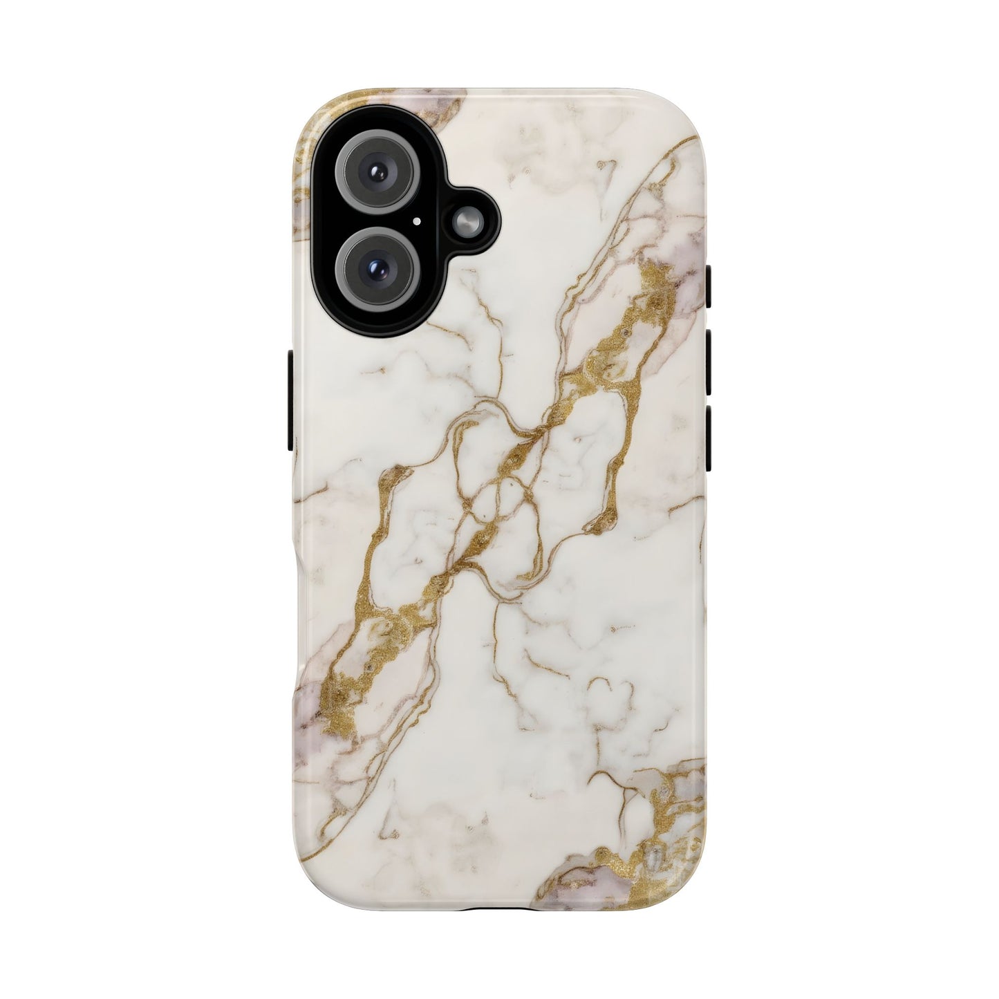 Elegant White and Gold Marble Case Design