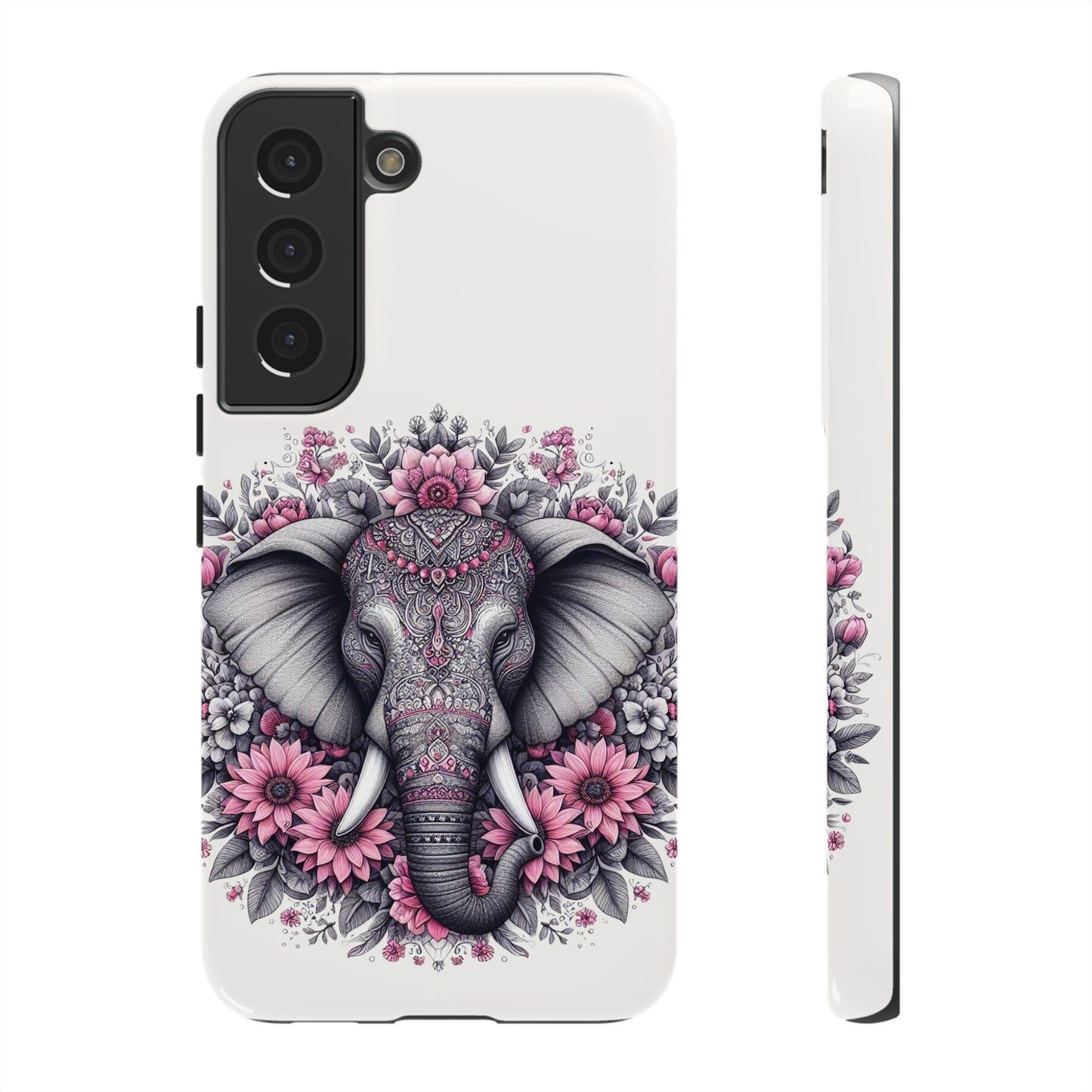 Intricate Floral Elephant Mobile Cover – Mandala-Inspired Boho Art