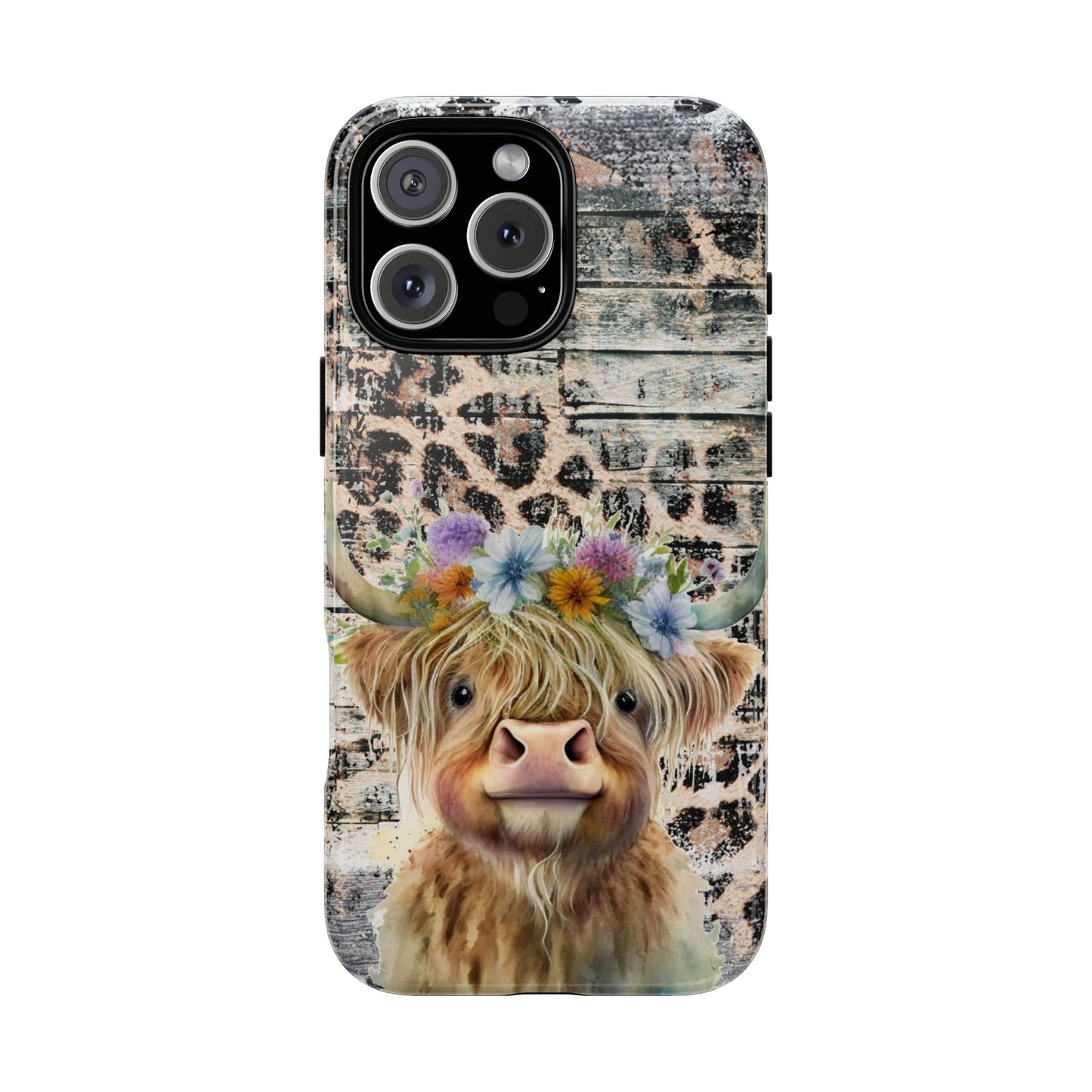 Leopard Print Heifer Phone Case - iPhone, Samsung & Google Pixel Cover - Artistic Cow Phone Case, Animal Lover Gift