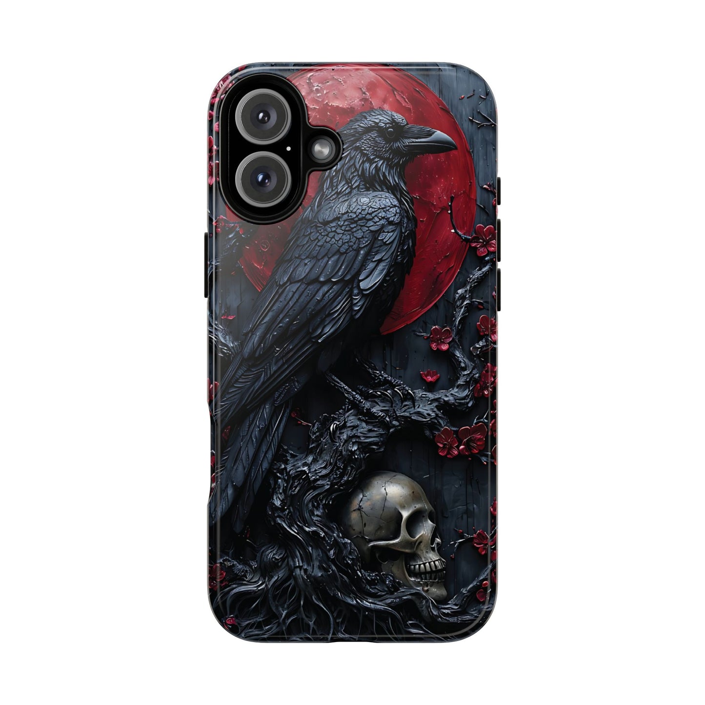 Gothic Sculpture Of Raven On Charcoal Tree Branch phone case design