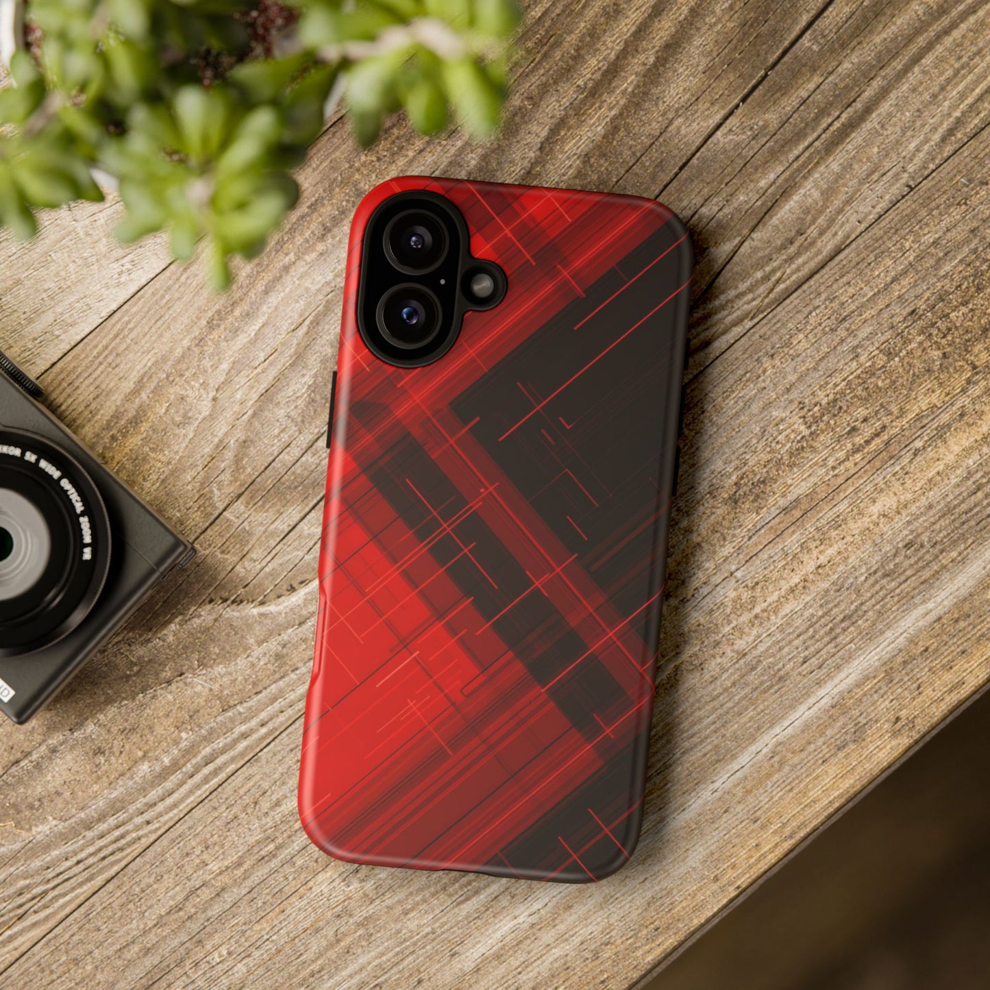 Abstract Red and Black Geometric Pattern