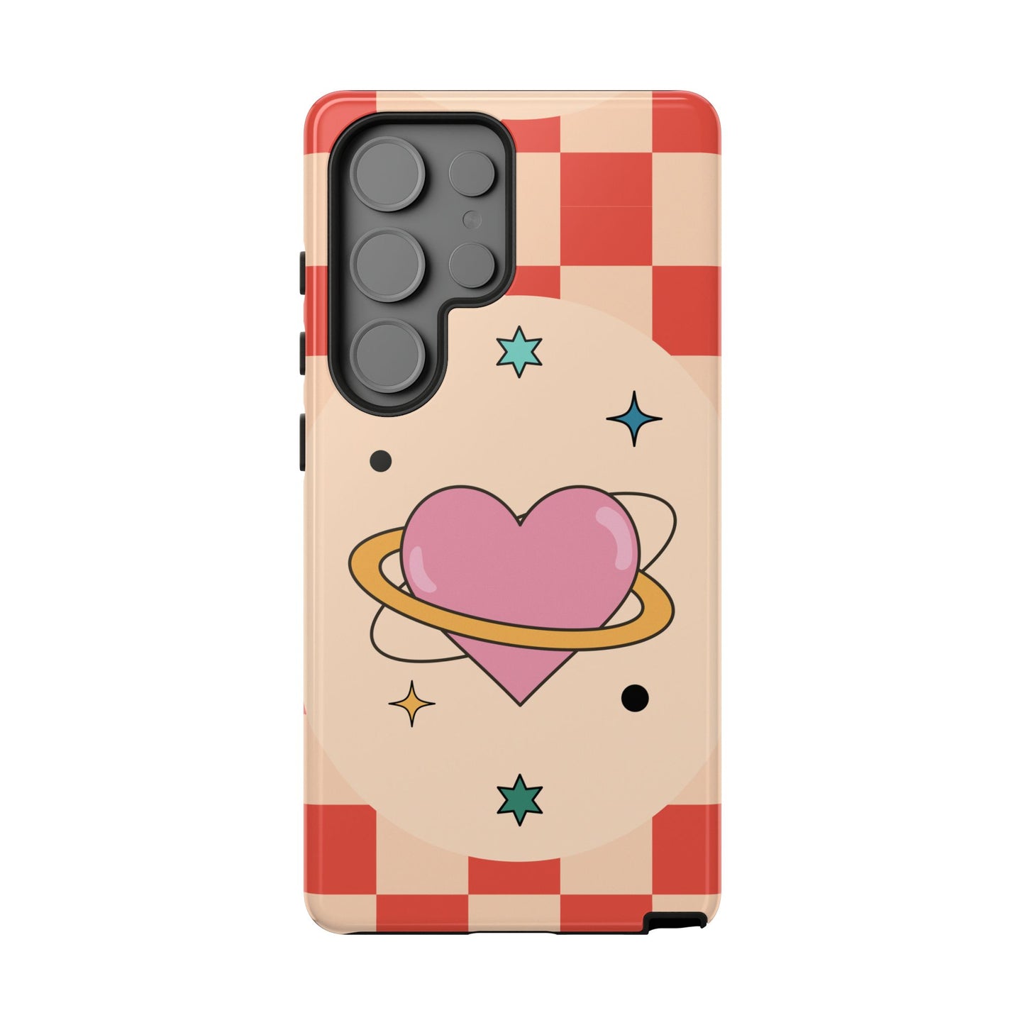 Retro Heart Tile Phone Case – Vintage Aesthetic Cover for iPhone, Samsung & Google Pixel