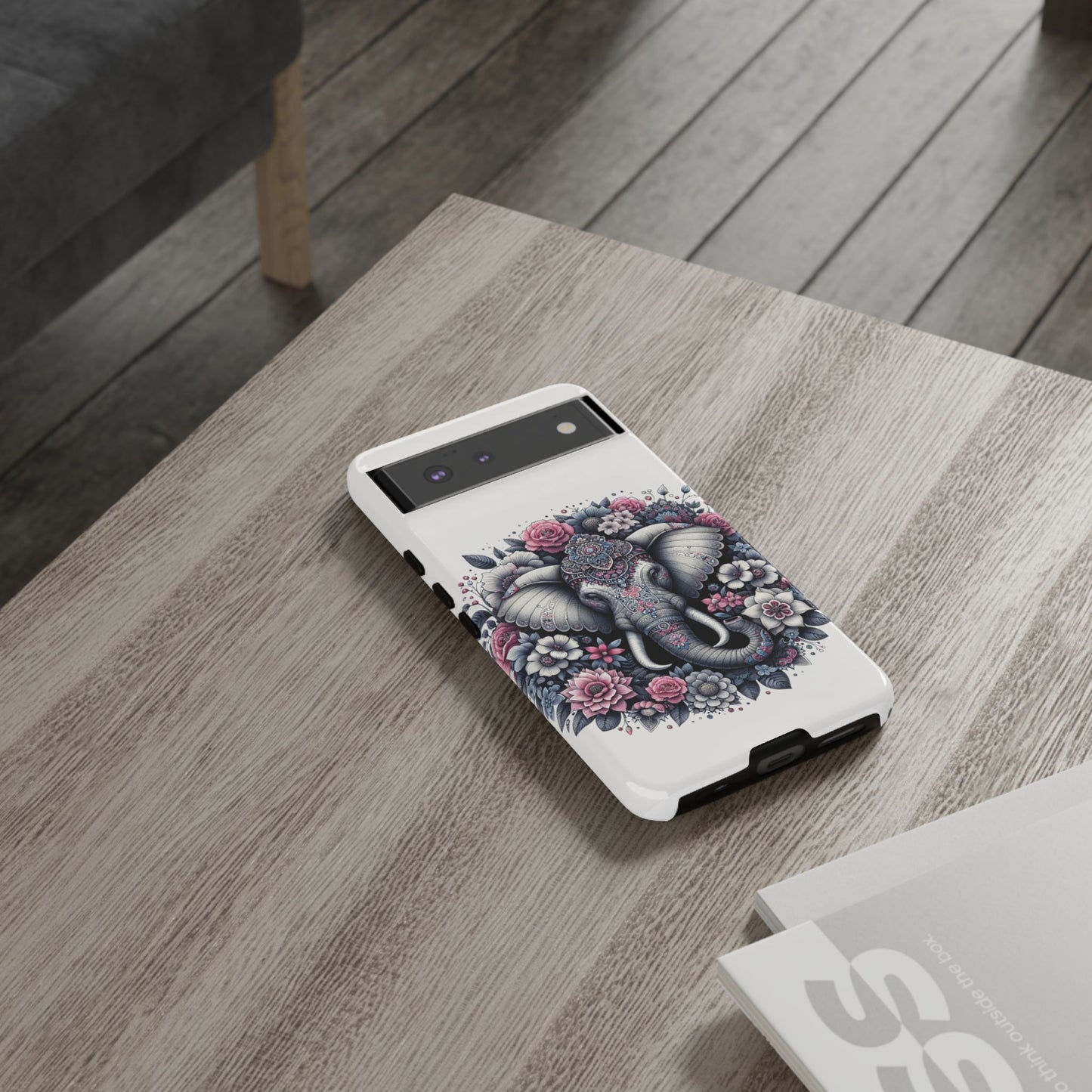 Ornate Floral Elephant Mobile Cover – Elegant Bohemian Art