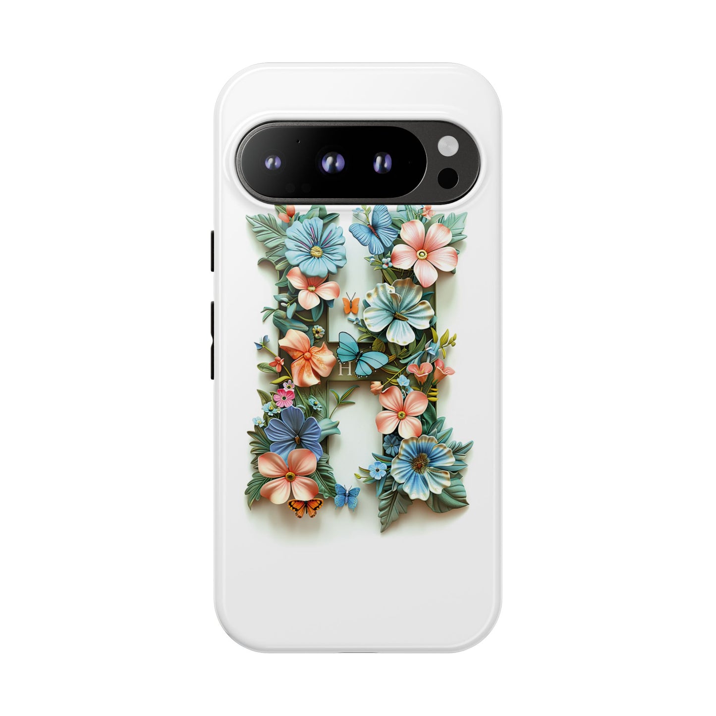 Floral Letter H Phone Case β Personalized Aesthetic Cover for iPhone, Samsung & Google Pixel