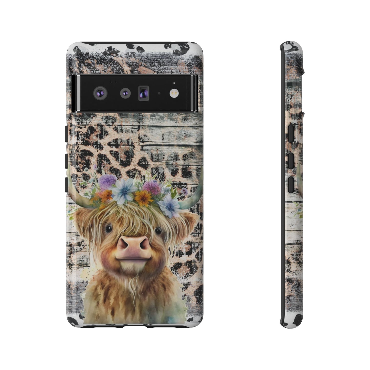 Leopard Print Heifer Phone Case - iPhone, Samsung & Google Pixel Cover - Artistic Cow Phone Case, Animal Lover Gift