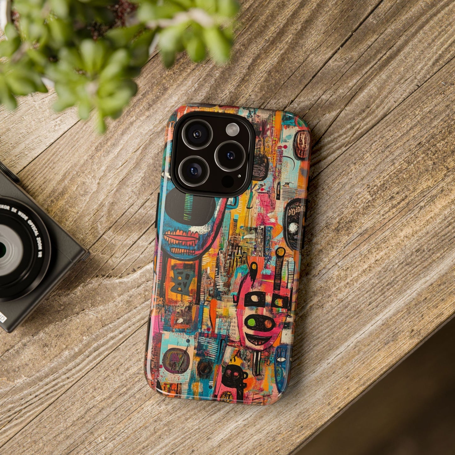 Abstract Basquiat Phone Case – Artistic Phone Protector – Bold, Graffiti-Inspired Street Art Cover - iPhone, Samsung & Google Pixel Cover - Artistic Painting Case, Art Lover Gift
