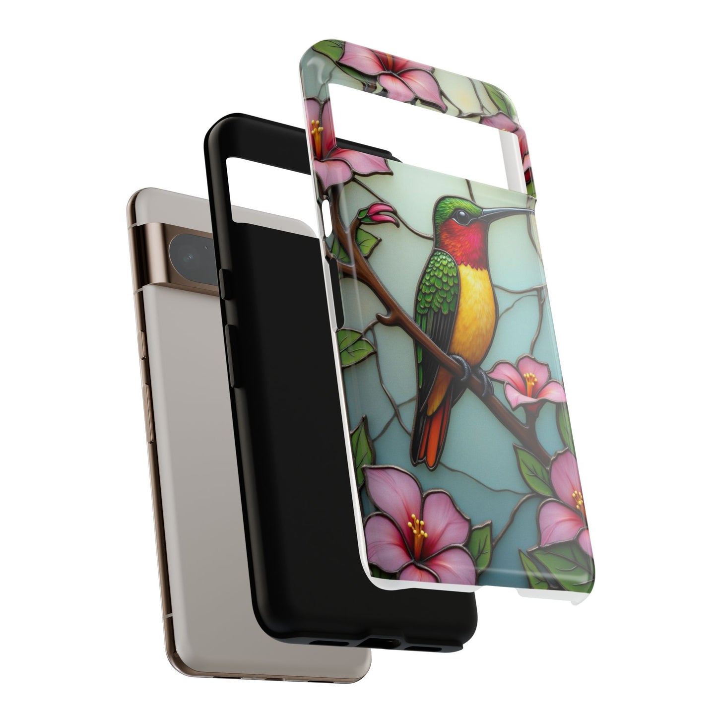 Elegant Hummingbird with Floral Mosaic | Artistic Nature Design