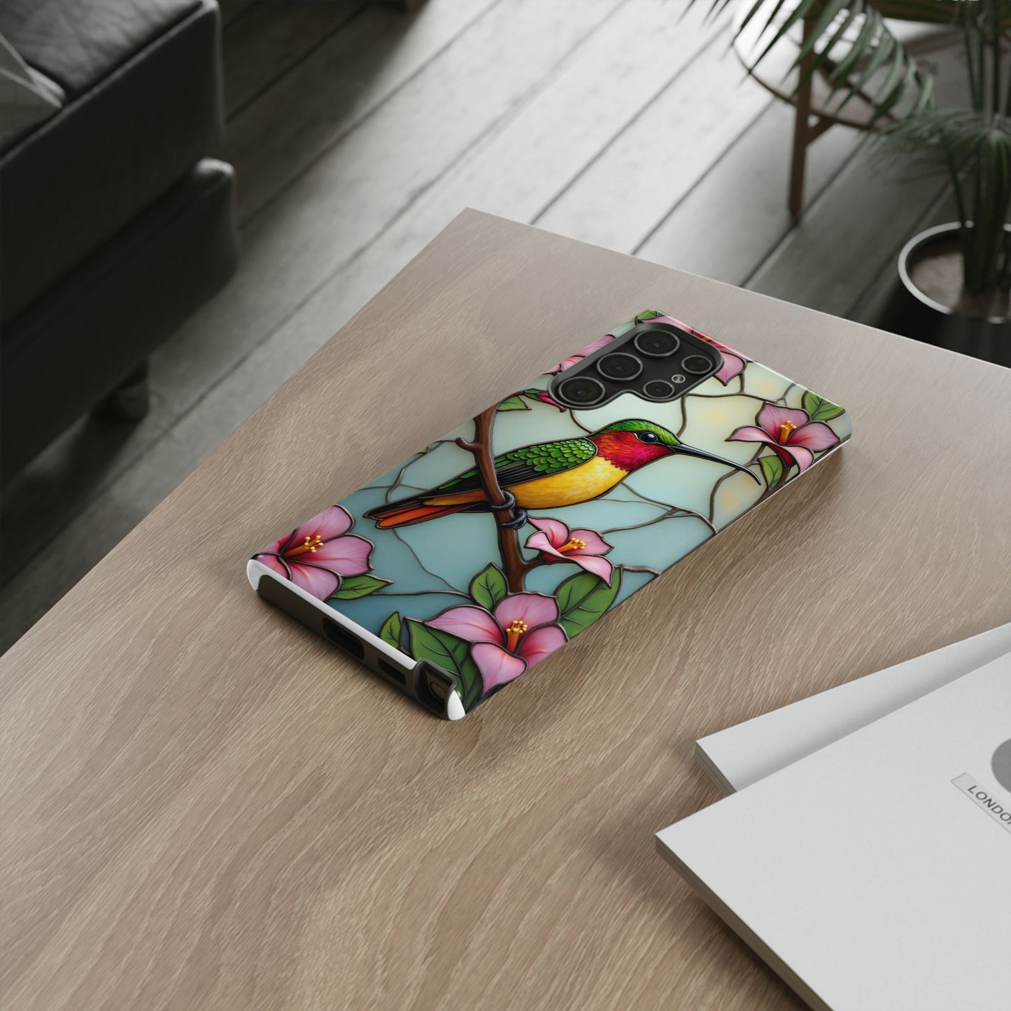 Elegant Hummingbird with Floral Mosaic | Artistic Nature Design
