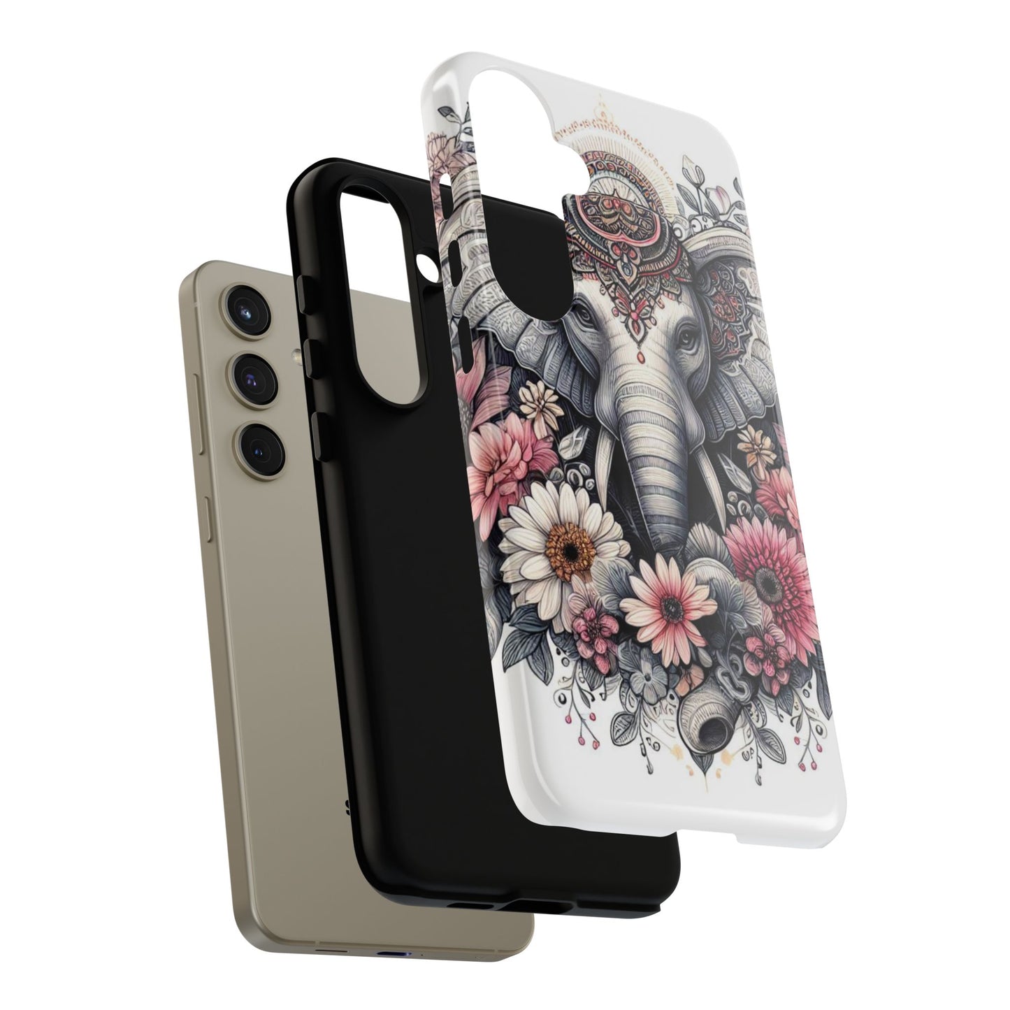 Royal Elephant Mandala Phone Case – Intricate Bohemian Floral Design