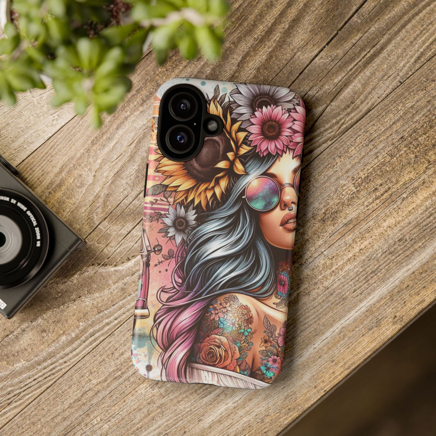Retro Boho Wanderer – Sunflower Hippie Van Mobile Cover
