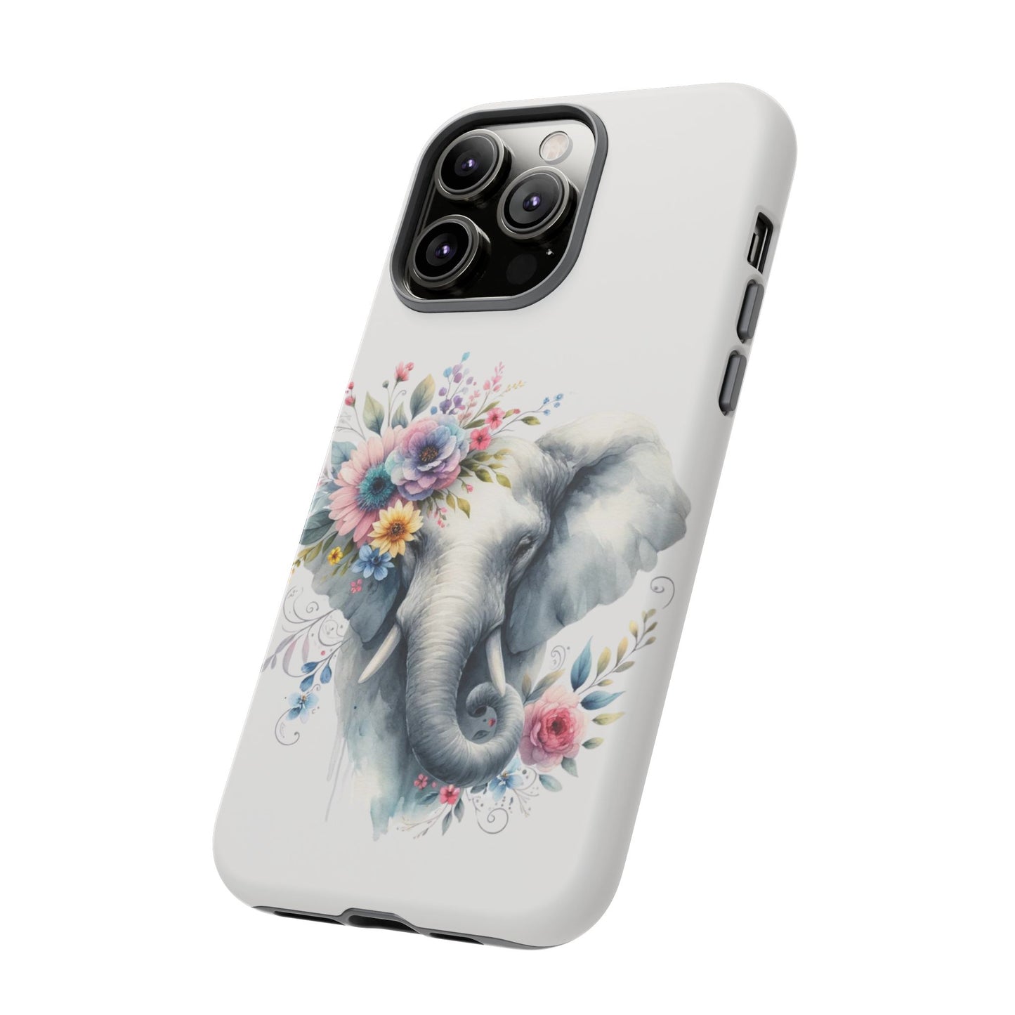 Floral Elephant Mobile Cover – Elegant Watercolor Art