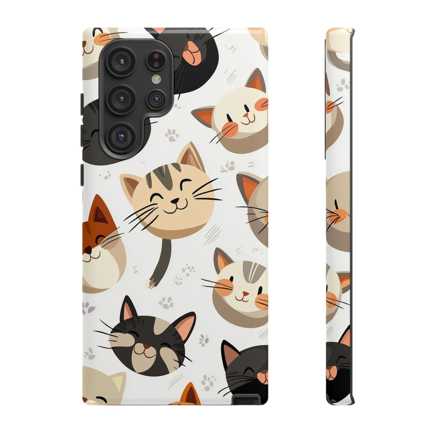 Cute Cat Faces Phone Case – Kawaii Anime Style for iPhone, Samsung & Google Pixel, Fun and Playful Cat Design