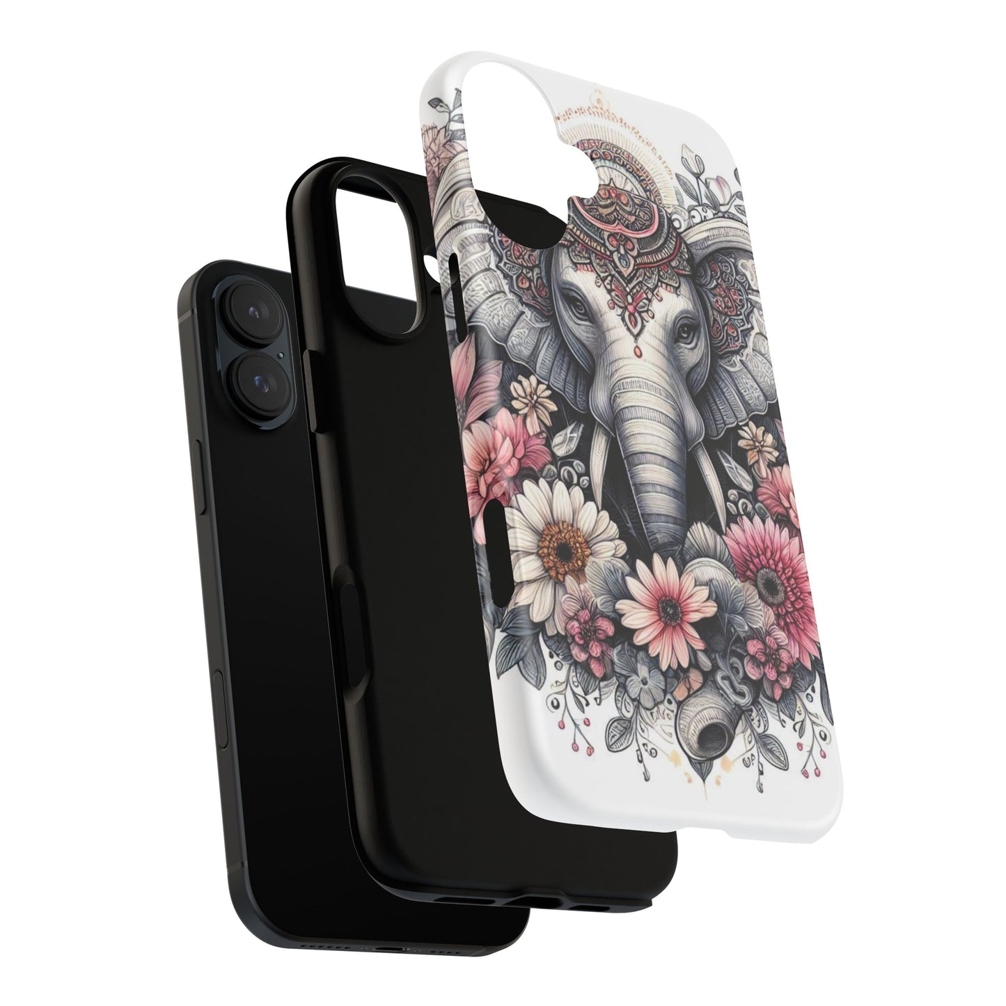 Royal Elephant Mandala Phone Case – Intricate Bohemian Floral Design
