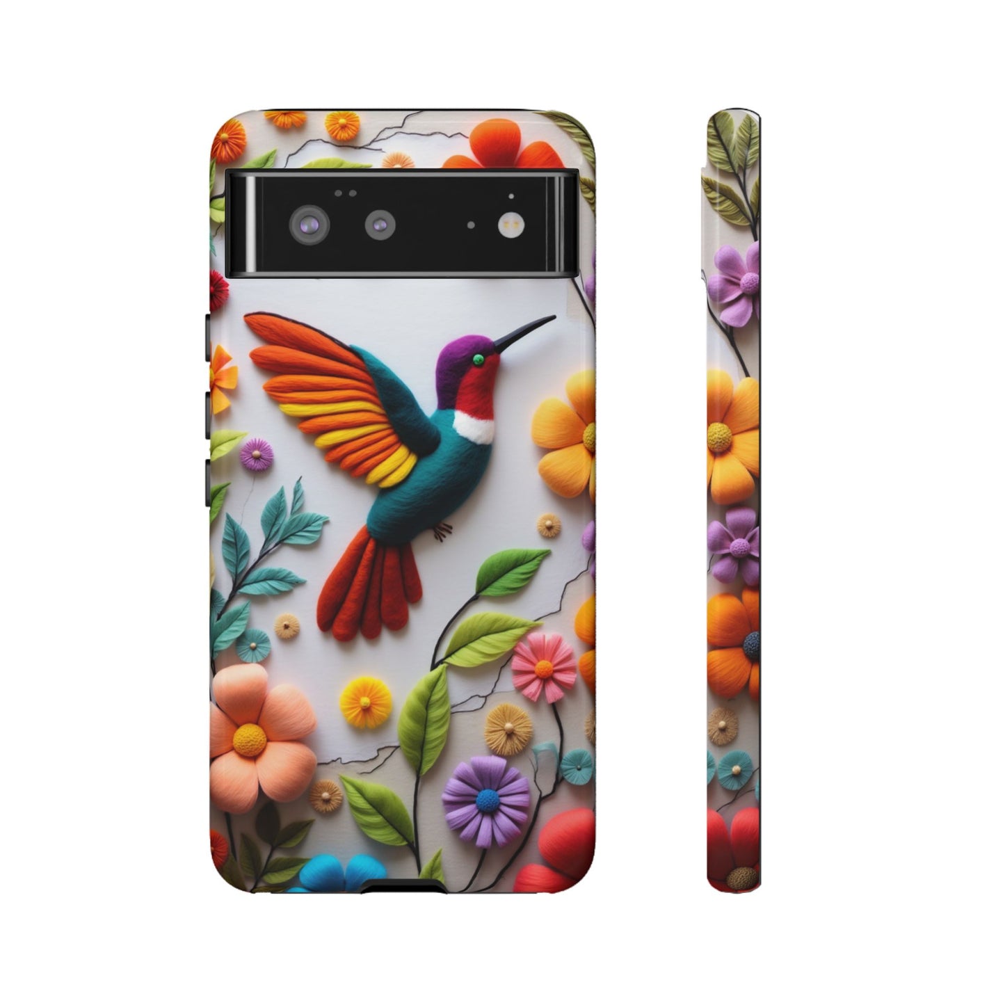Embroidered Hummingbird with Floral Design | Nature's Elegant Stitch | iPhone 16 Pro