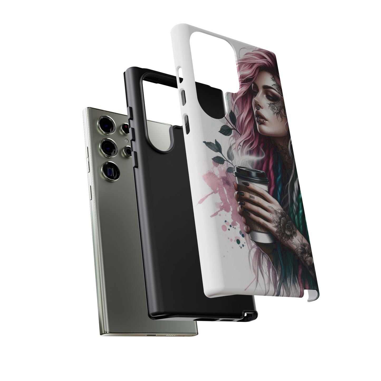 Boho Rebel – Vibrant Dreadlocks & Tattooed Coffee Lover Mobile Cover