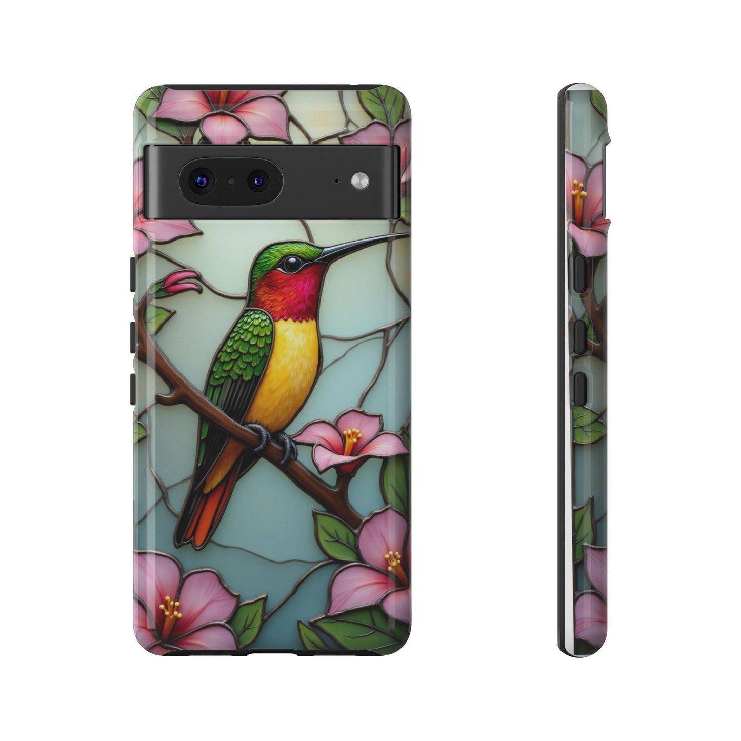 Elegant Hummingbird with Floral Mosaic | Artistic Nature Design