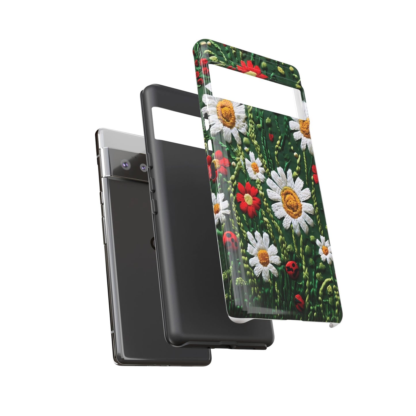Knitted Pattern With Diamonds And Festive Motifs On Navy phone case design.