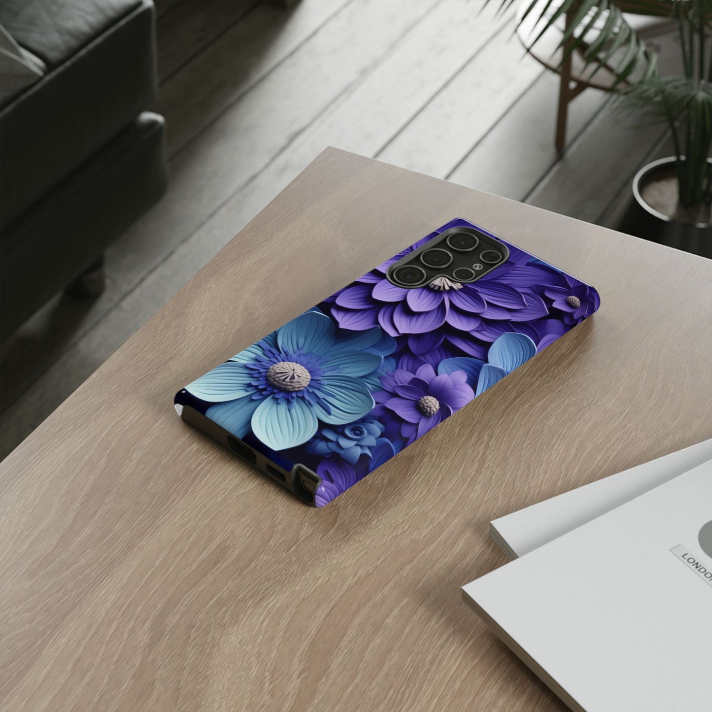 Royal Blue Floral Phone Case – Elegant & Luxurious Design