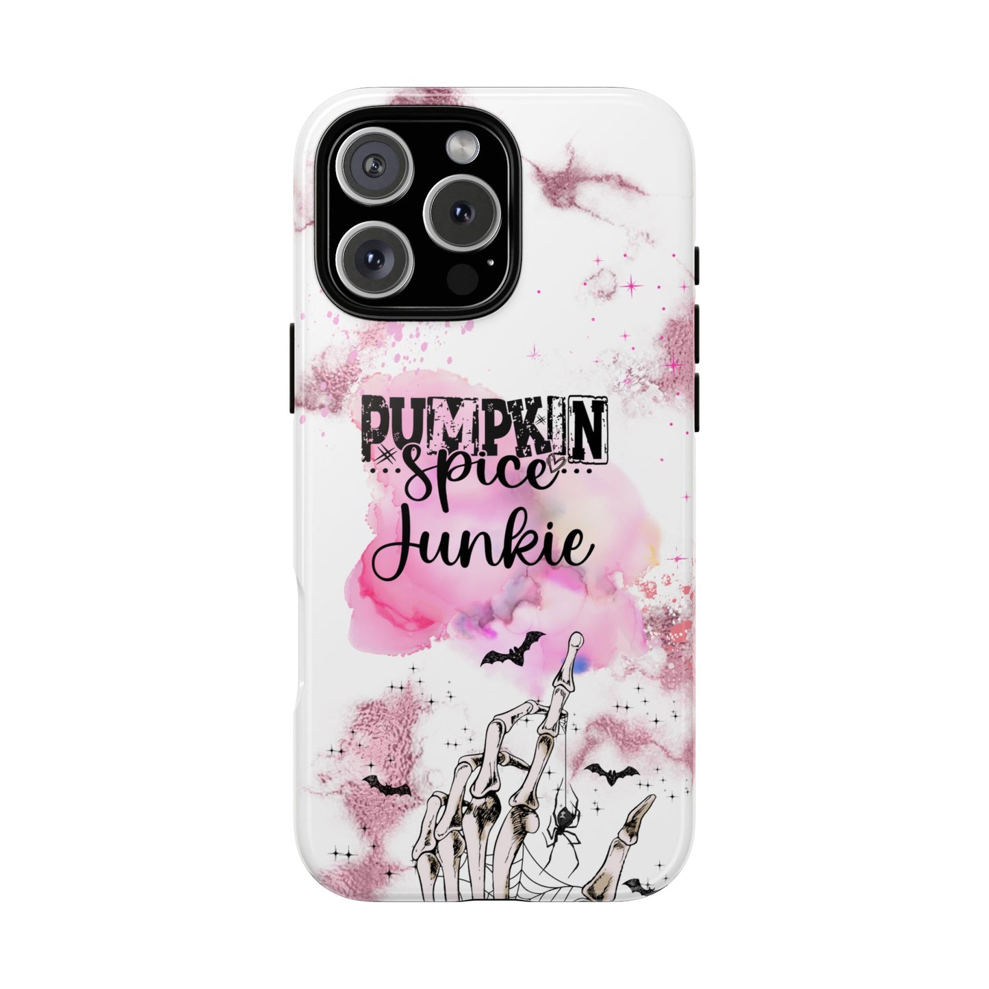 Pumpkin Spice Junkie Phone Case - Fall Aesthetic Cover for iPhone, Samsung & Google Pixel, Skeleton Hand Phone Case, Watercolor Phone Cover, Girly Phone Case