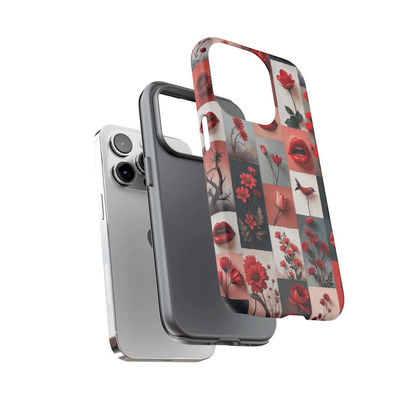 Red Flowers & Lips Collage Phone Case