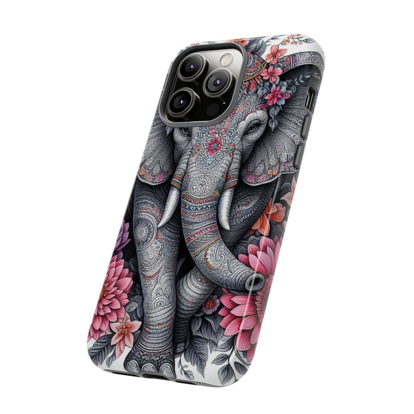 Bohemian Floral Elephant Mobile Cover – Intricate Mandala Art