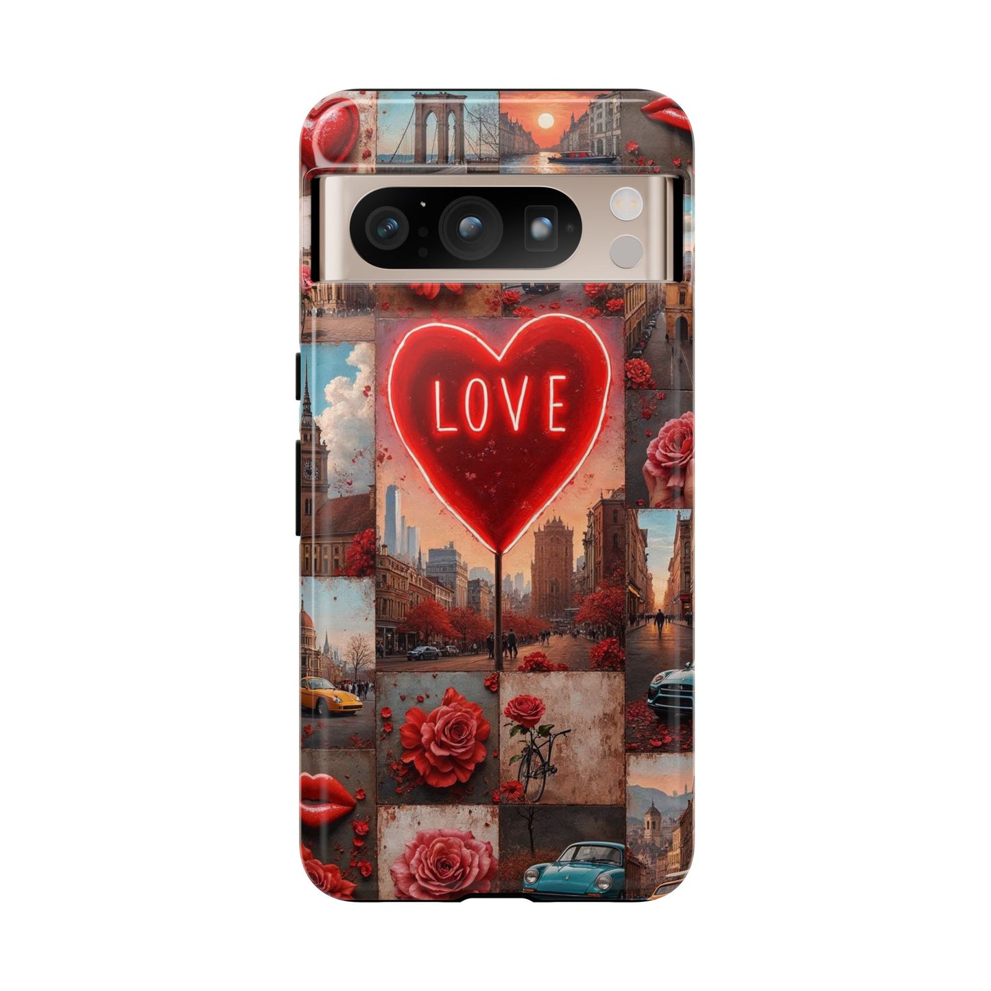 Neon Love Heart & Rose Phone Case