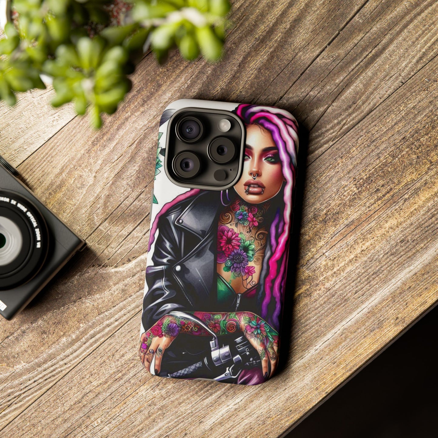 Neon Rebel – Vibrant Biker Queen Mobile Cover
