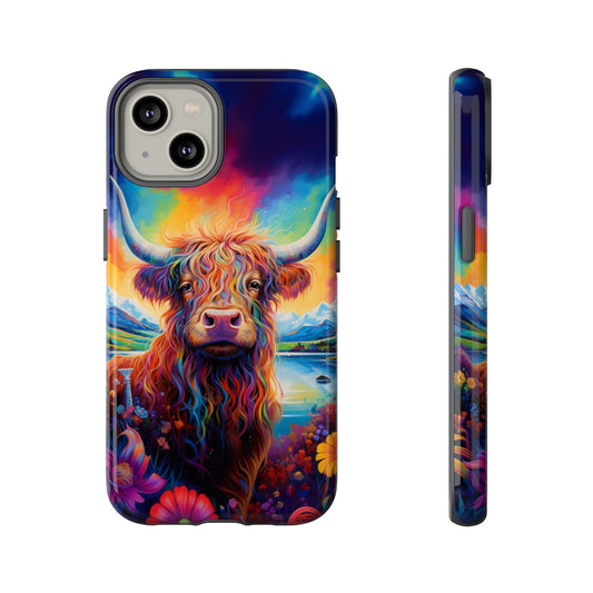 Grafitti Heifer Print Phone Case - iPhone, Samsung & Google Pixel Cover - Artistic Cow Phone Case, Animal Lover Gift