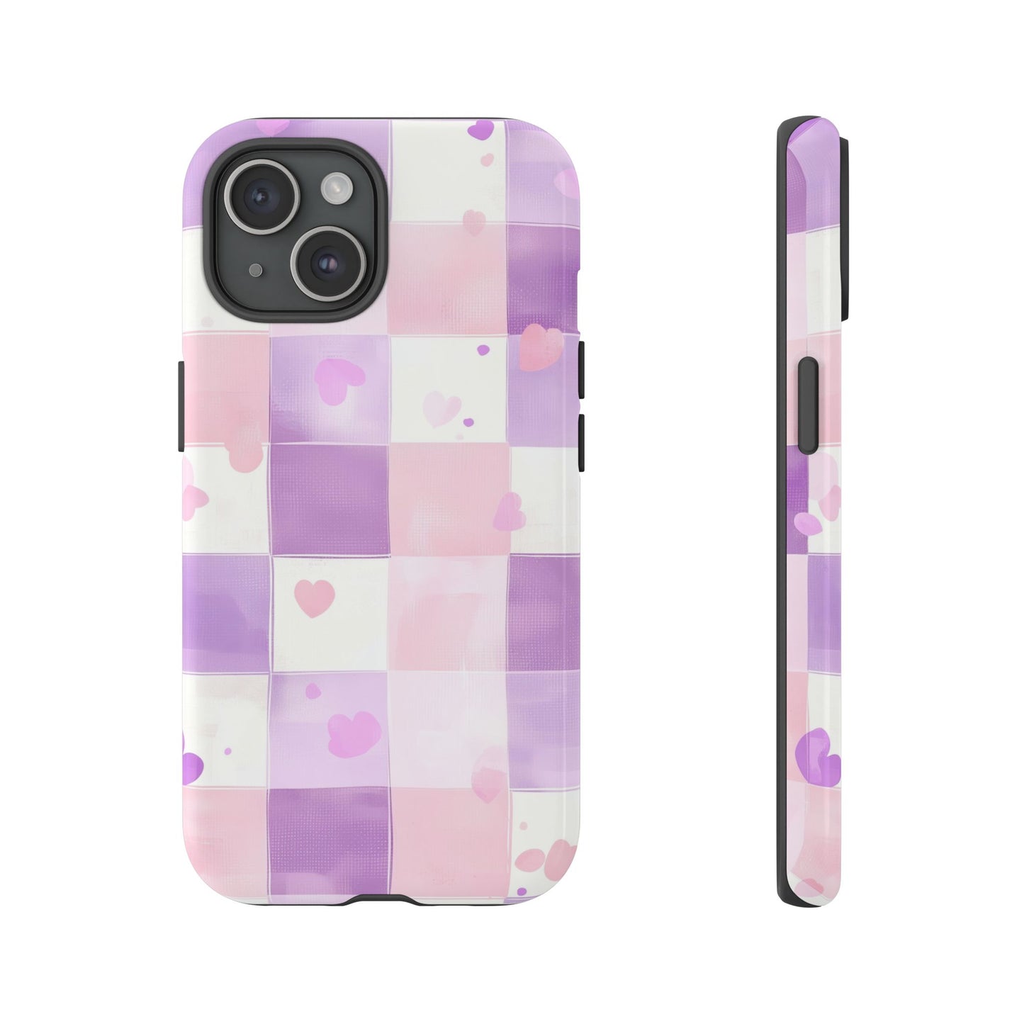 Kawaii Heart Gingham Phone Case for iPhone, Samsung, Google Pixel