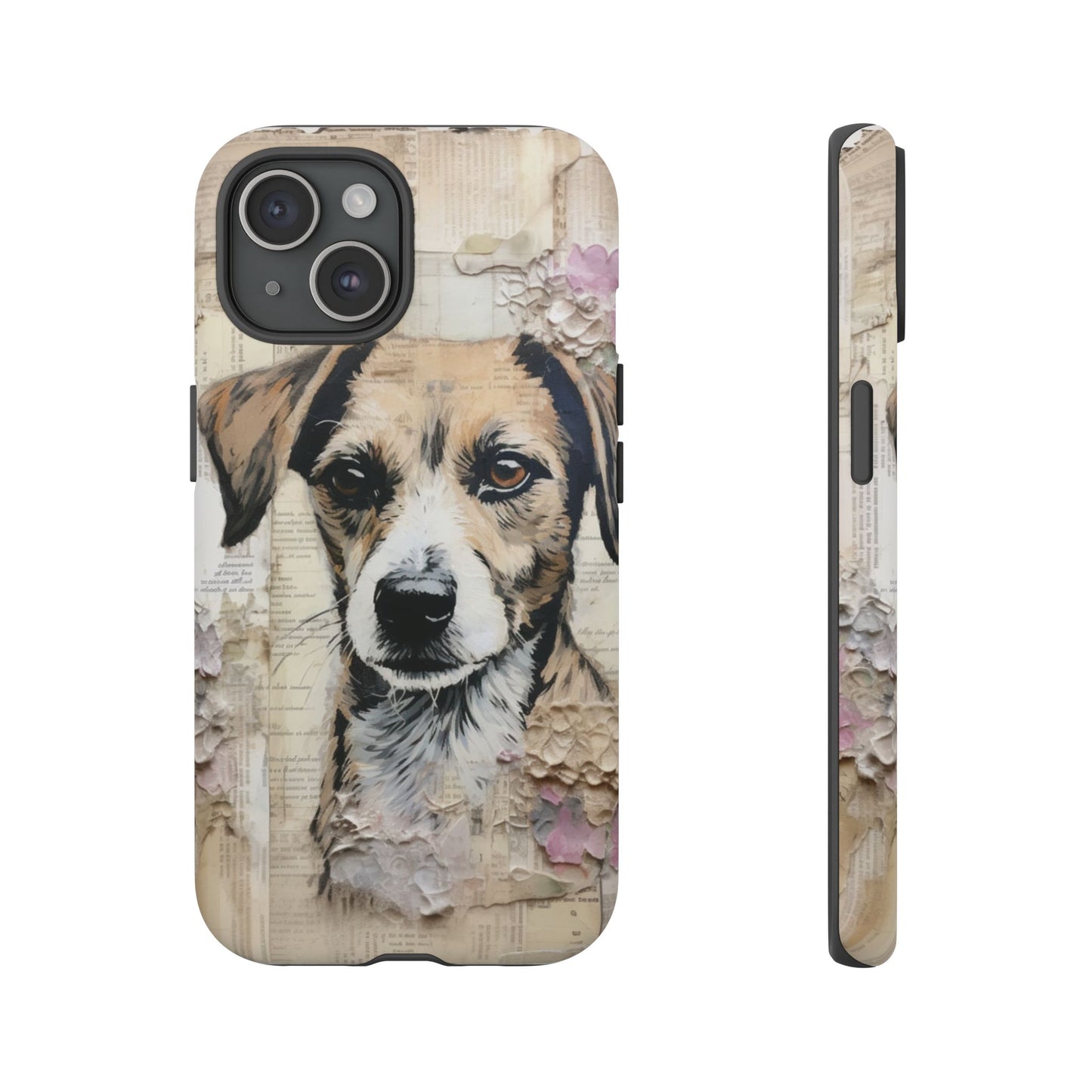 Vintage Collage Dog Portrait Mobile Cover – Artistic Mixed Media Design