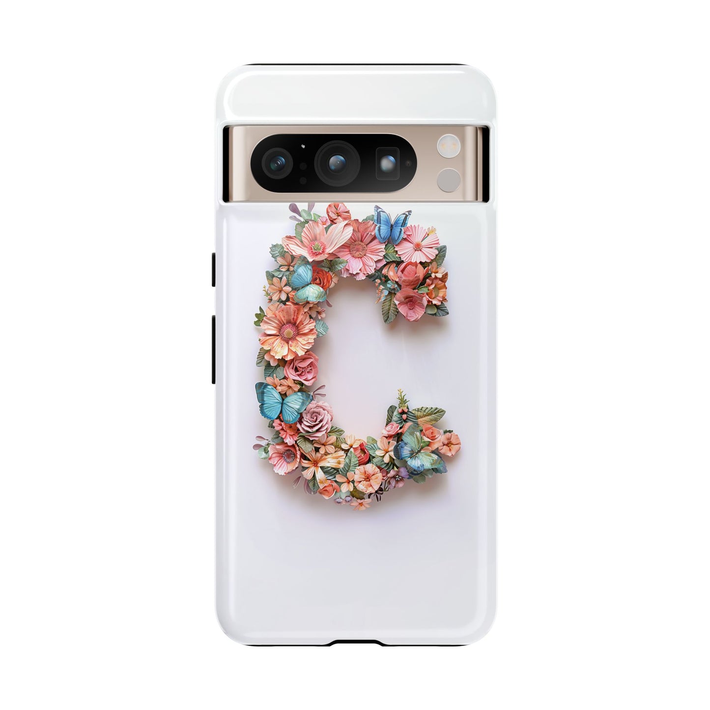 Floral Letter C Phone Case β Personalized Aesthetic Cover for iPhone, Samsung & Google Pixel
