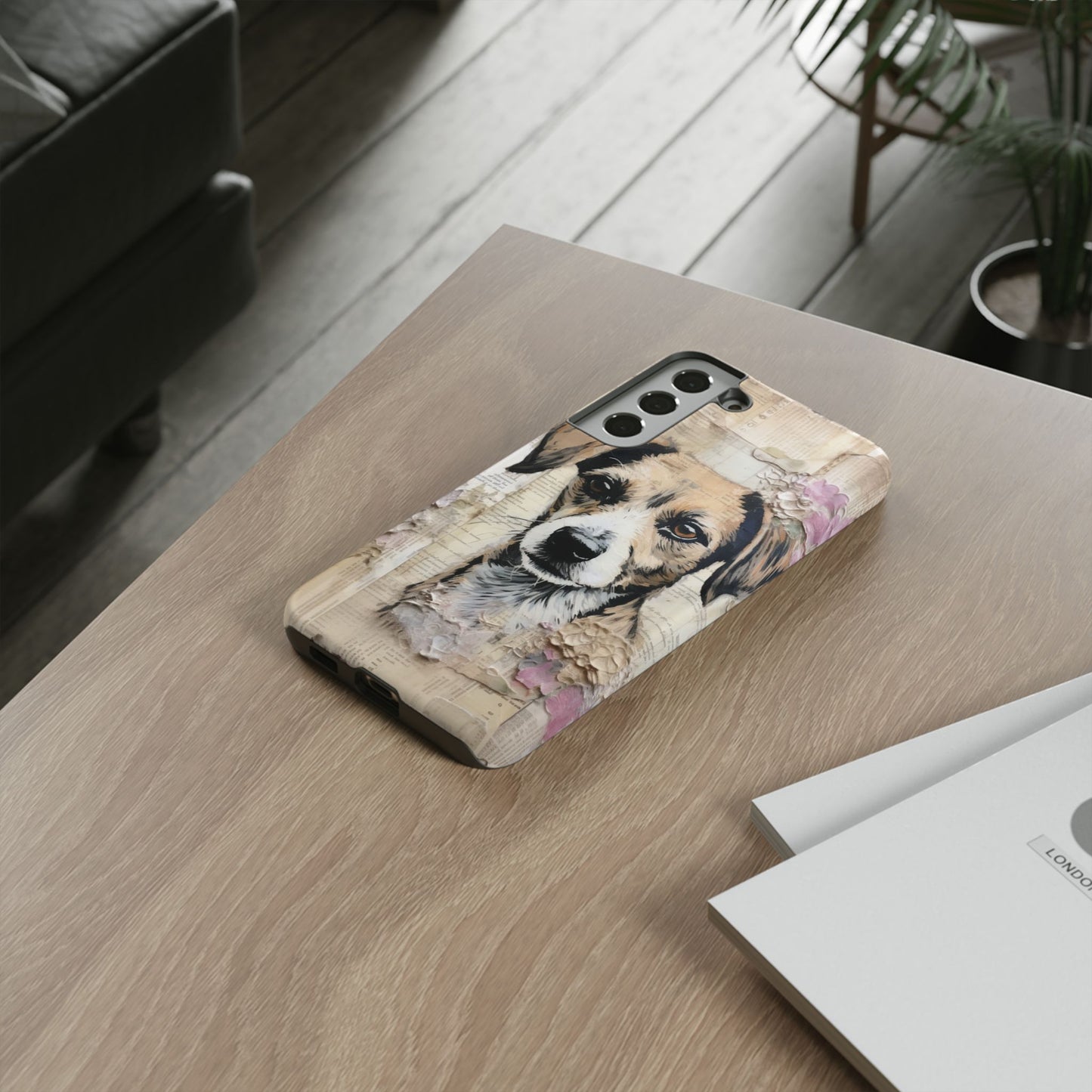 Vintage Collage Dog Portrait Mobile Cover – Artistic Mixed Media Design
