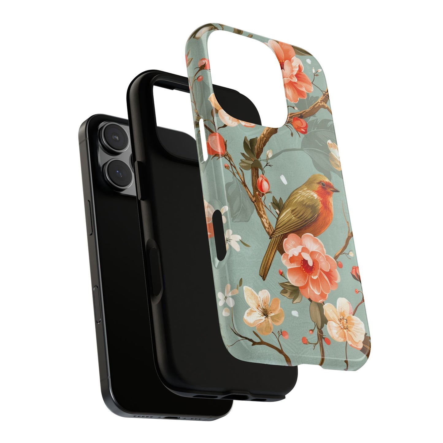 Floral Bird Phone Case - Elegant Nature-Inspired Cover for iPhone, Samsung & Google Pixel