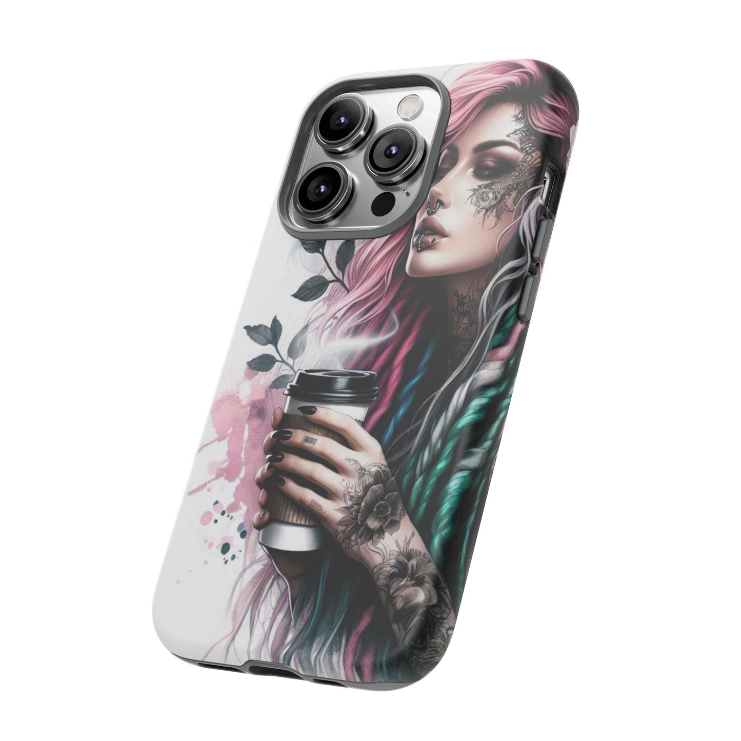 Boho Rebel – Vibrant Dreadlocks & Tattooed Coffee Lover Mobile Cover