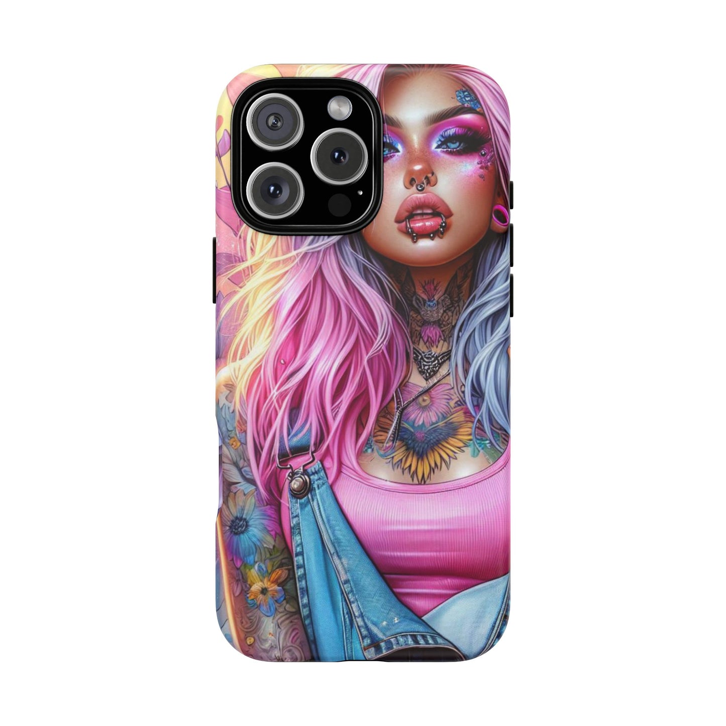 Sunset Glow – Pastel Punk & Floral Ink Mobile Cover