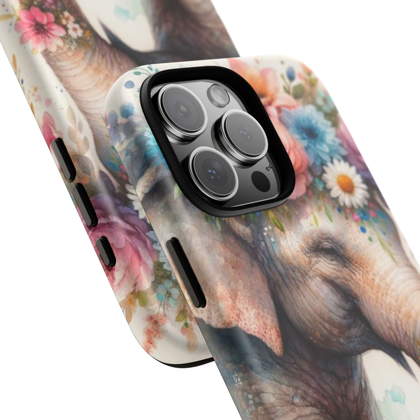 Joyful Floral Elephant Mobile Cover – Whimsical Watercolor Art