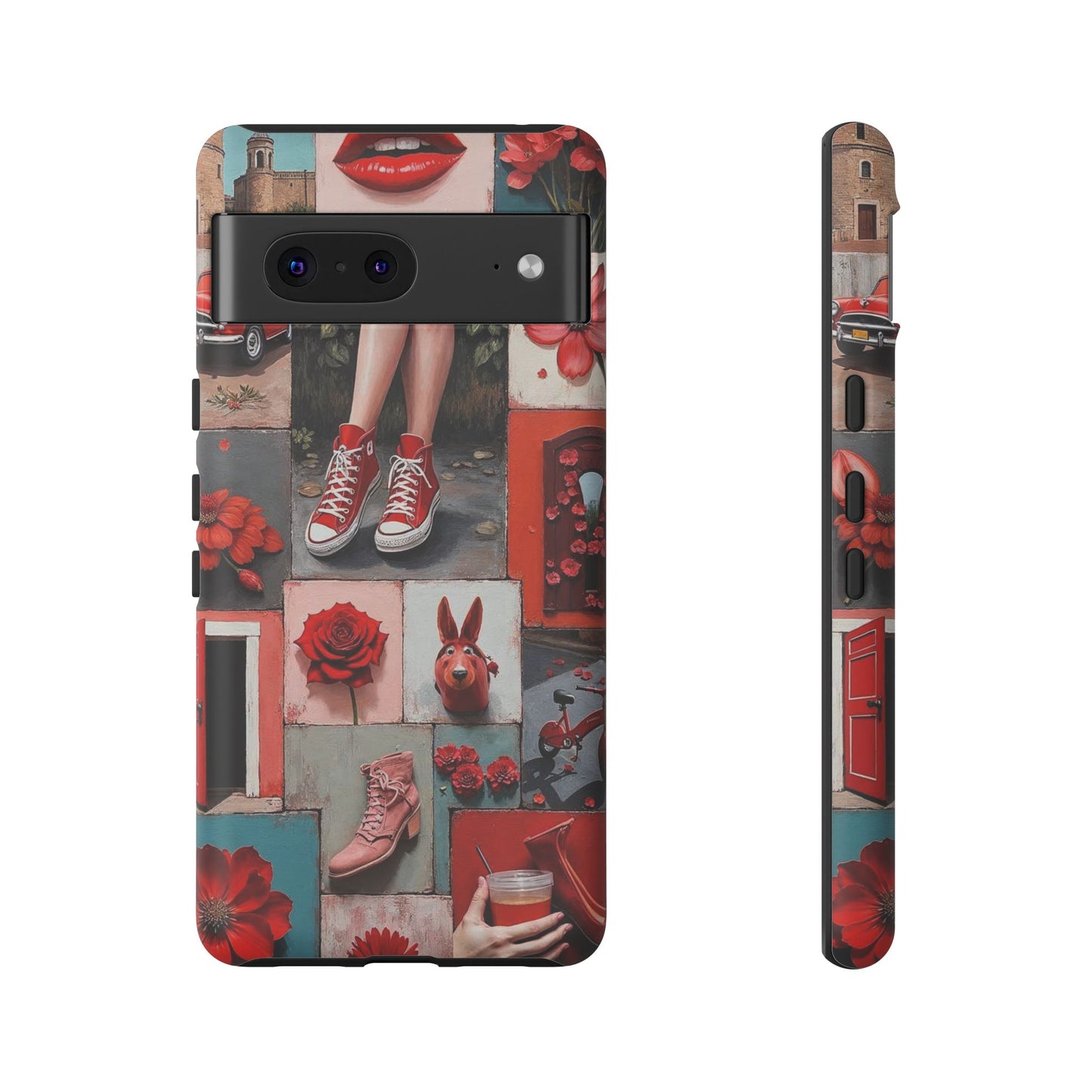 Red Sneakers & Roses Collage Phone Case