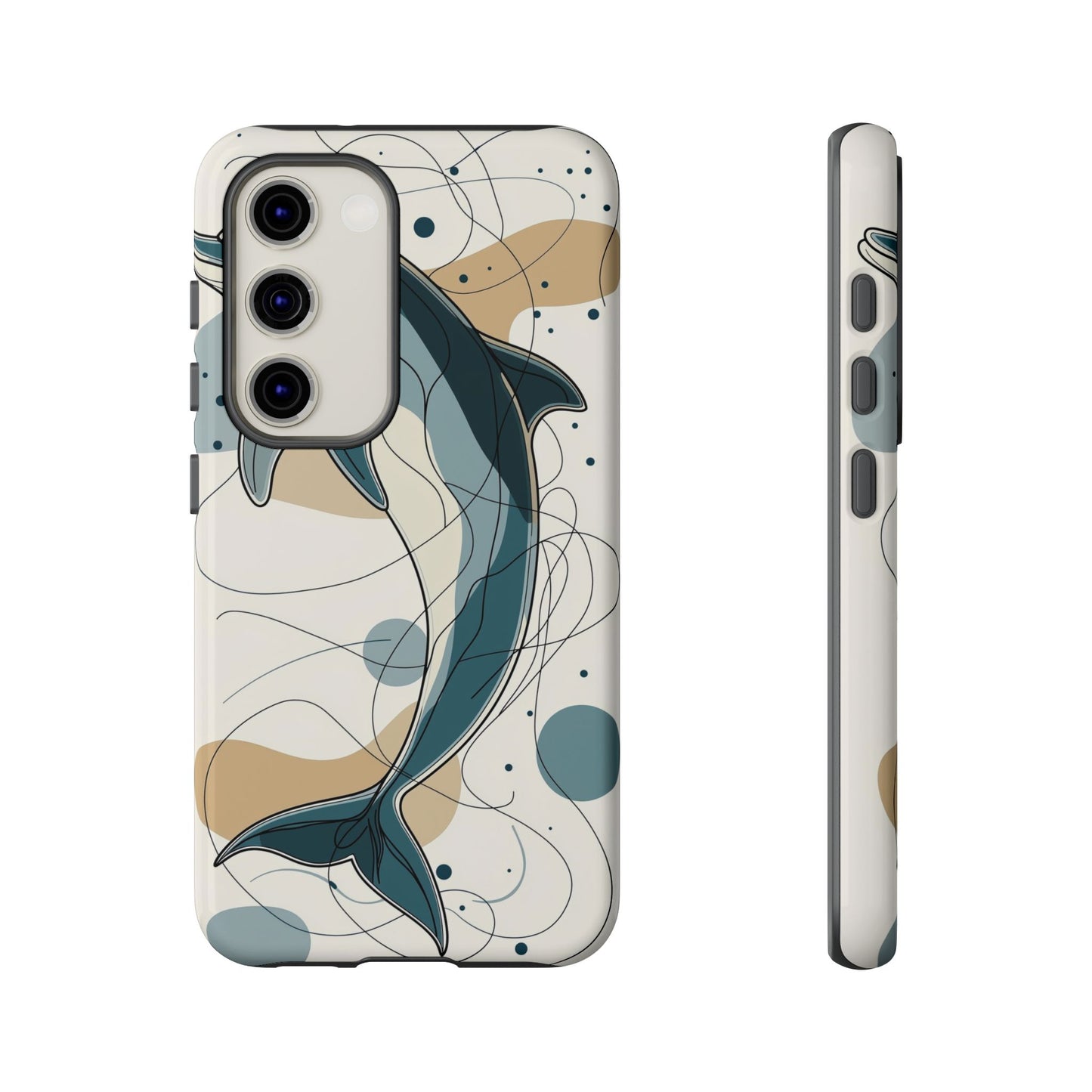 Ocean Whimsy: Abstract Dolphin Splash Phone Case for iPhone, Samsung & Pixel