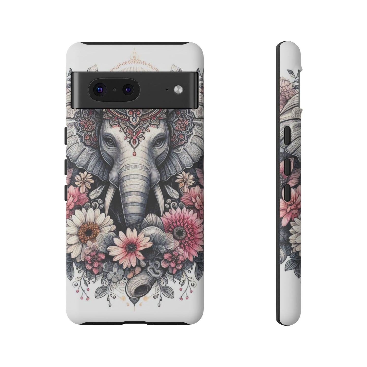 Royal Elephant Mandala Phone Case – Intricate Bohemian Floral Design